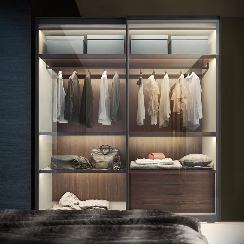 DISPLAY Modular lacquered wardrobe with doors