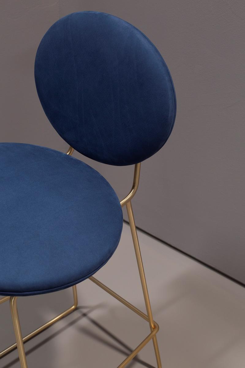 GEMMA Contemporary style high upholstered leather stool with footrest