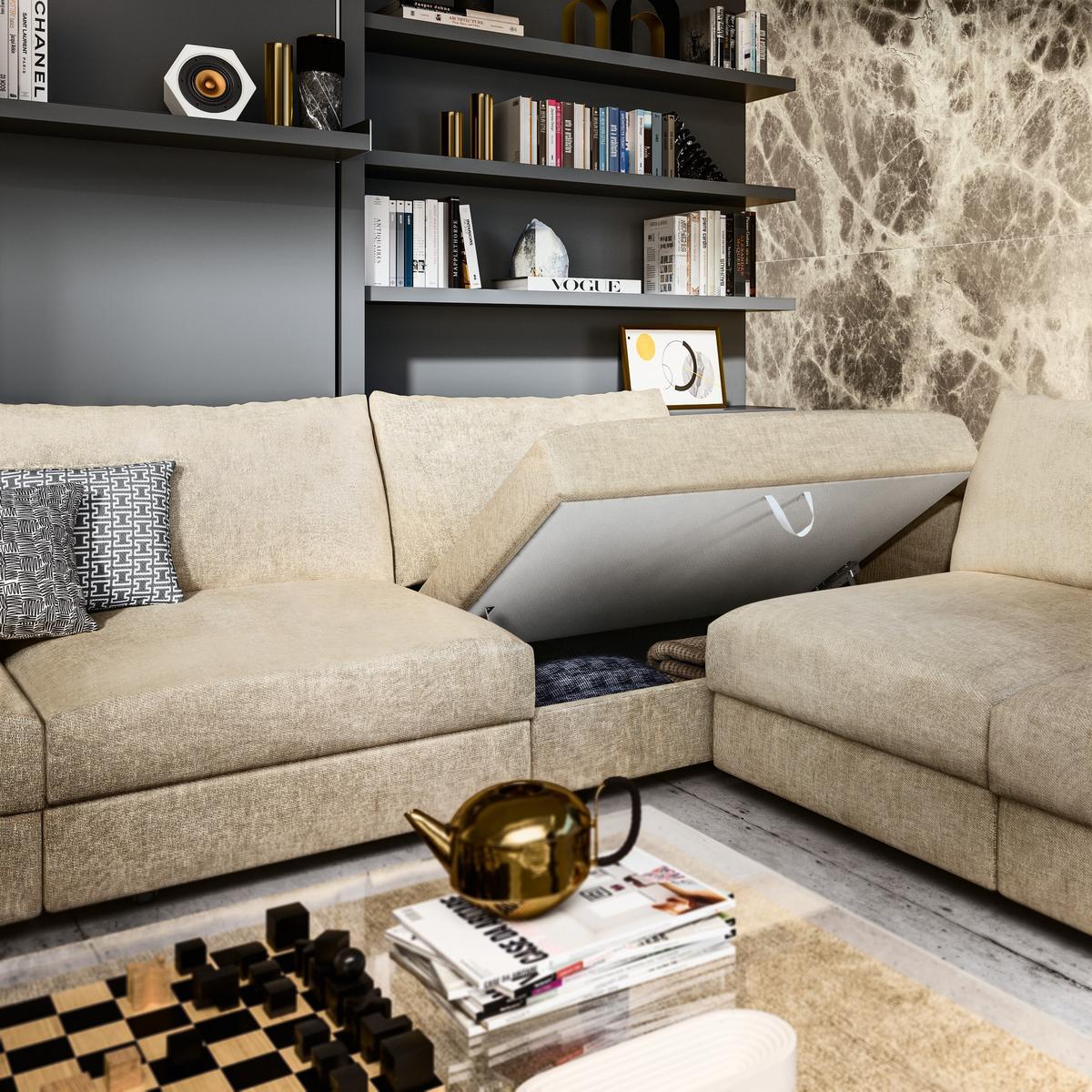 TANGO Sectional convertible fabric sofa