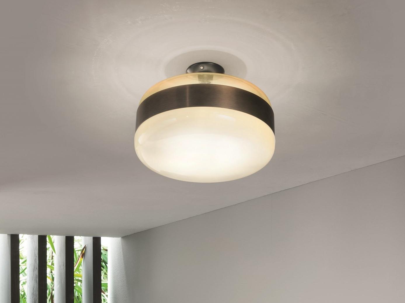 FUTURA PL Direct-indirect light blown glass ceiling light