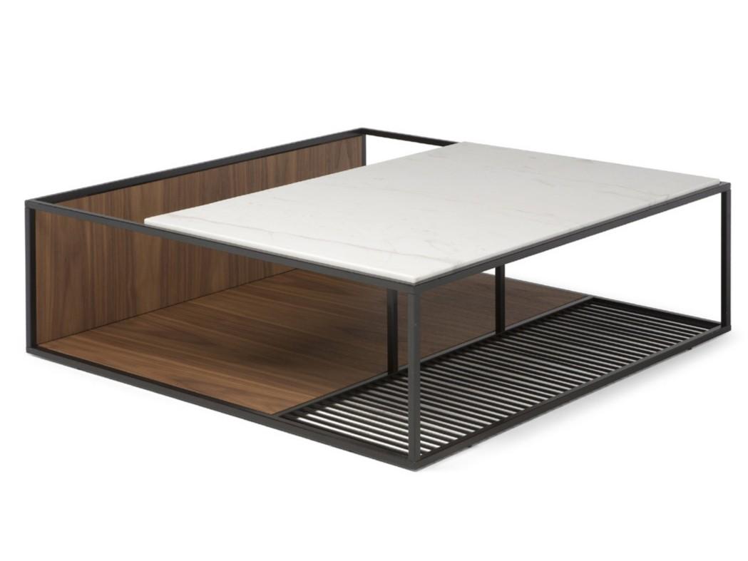 FIL ROUGE Square coffee table with integrated magazine rack