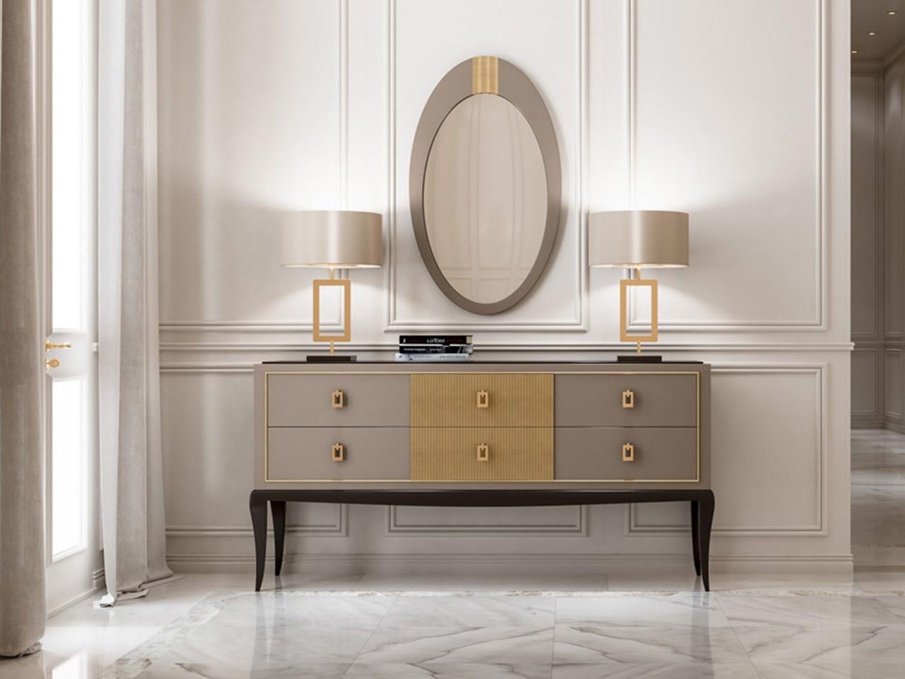 PR.110 Chest of drawers in wood with decoration on the drawers