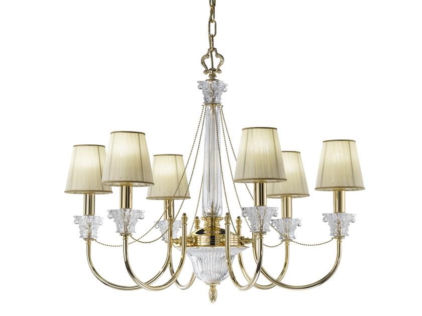 VICKY 37089/6 Gold plated chandelier with crystal and shade