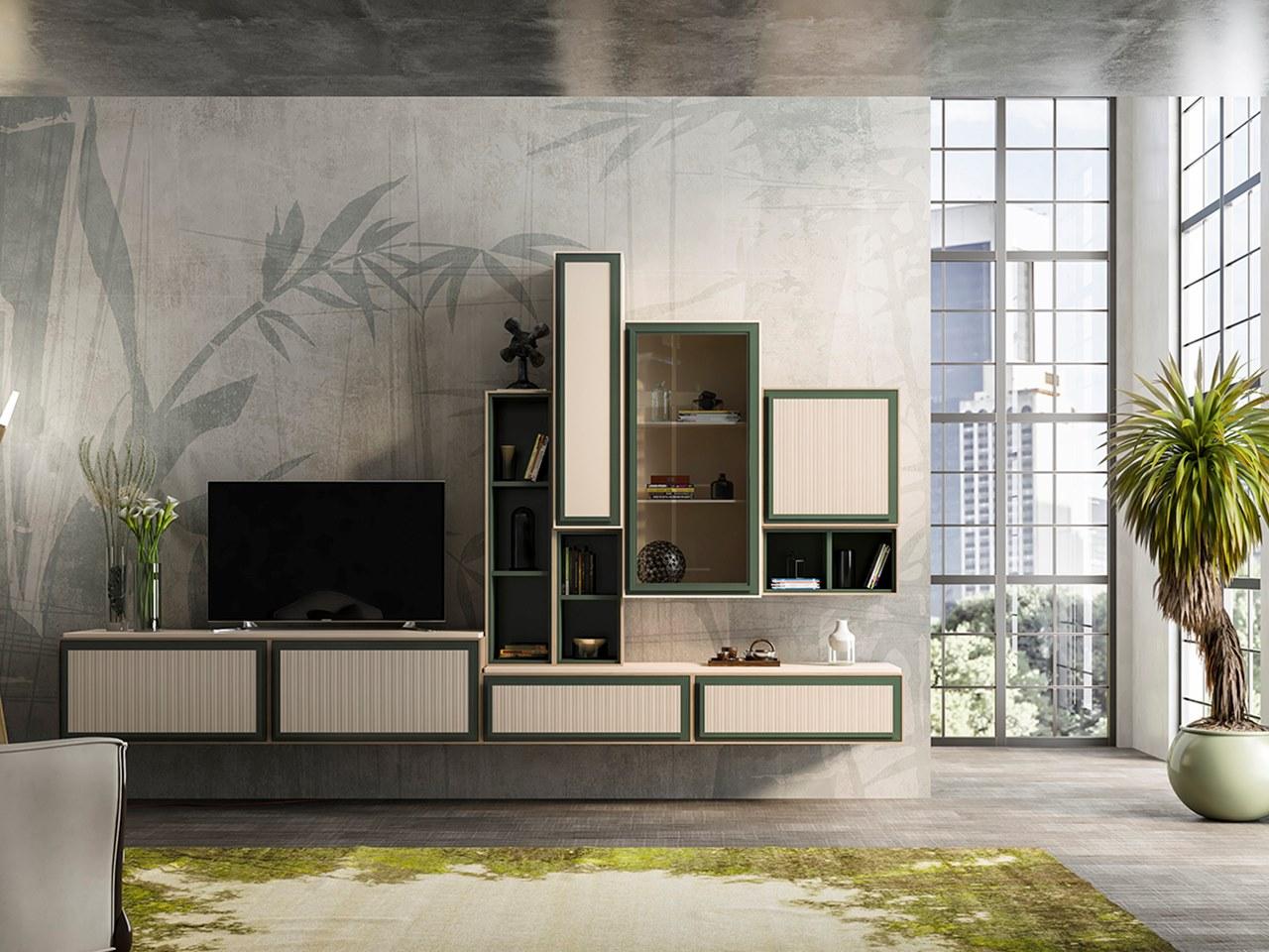 PR.864.4 Sectional wooden TV wall system PR.864.4 Sectional wooden TV wall system