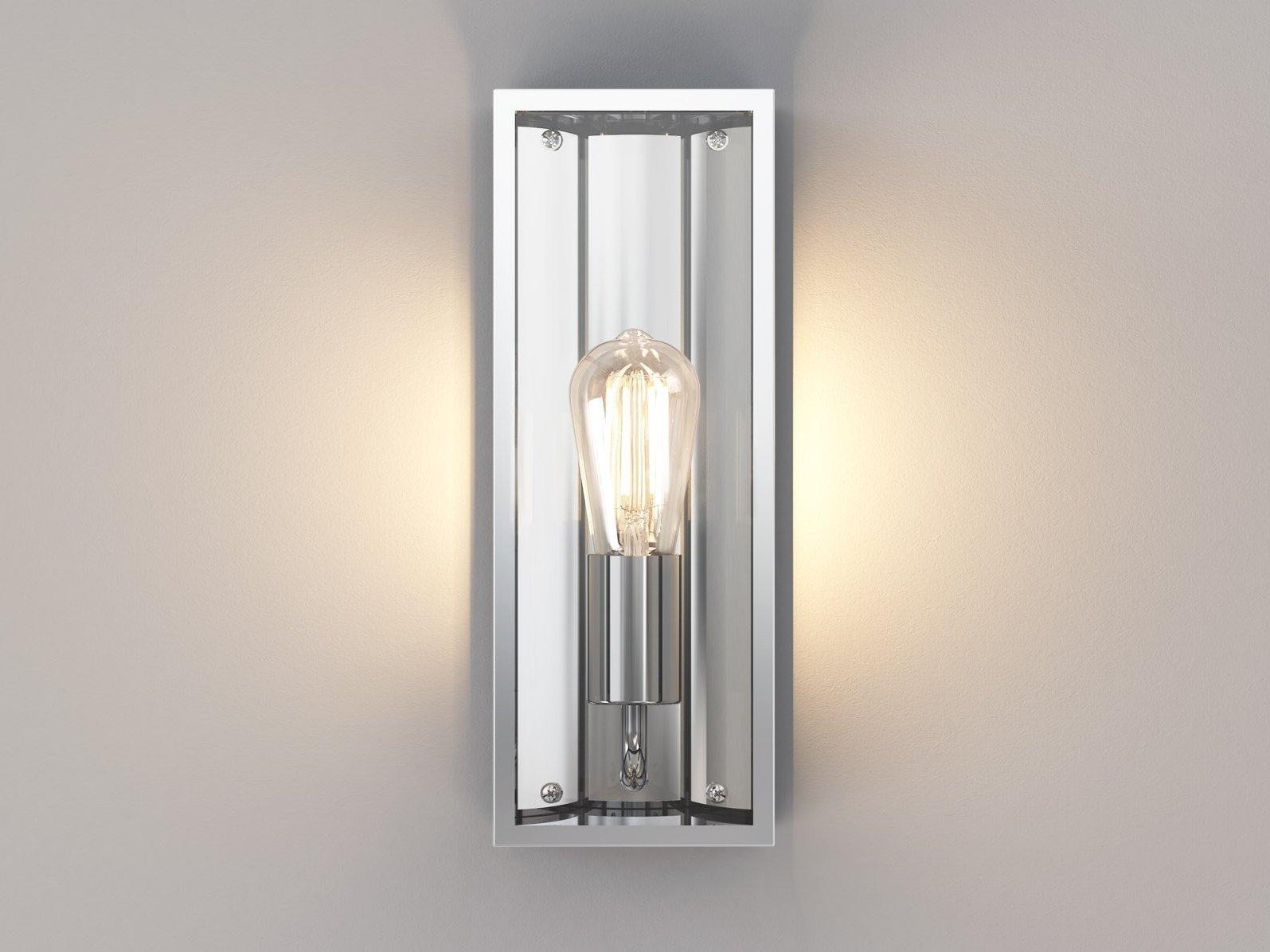 MESSINA Glass and steel outdoor wall lamp with dimmer