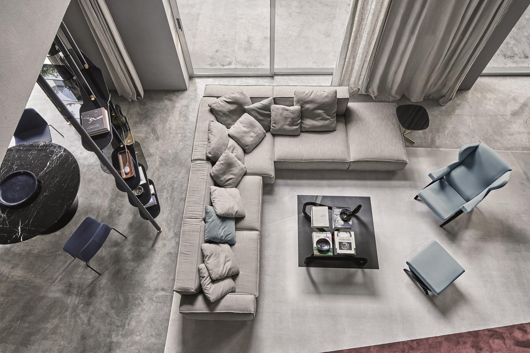 INFINITY Square glass and steel coffee table
