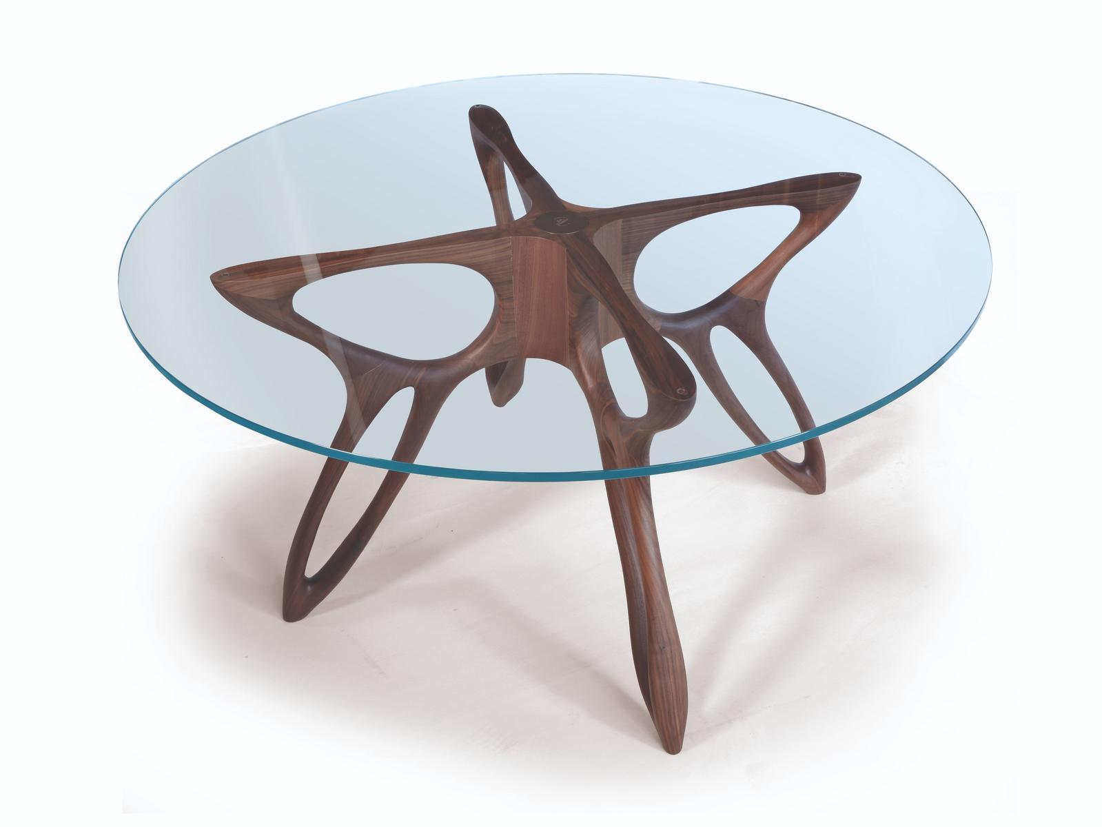 PROMETEO Round walnut dining table