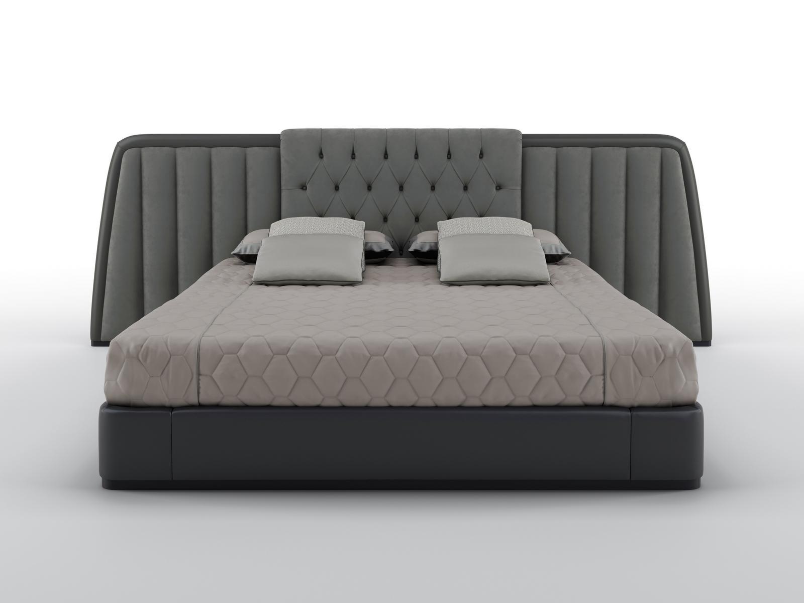 BERNINI WIDE Nabuk king size bed with upholstered headboard