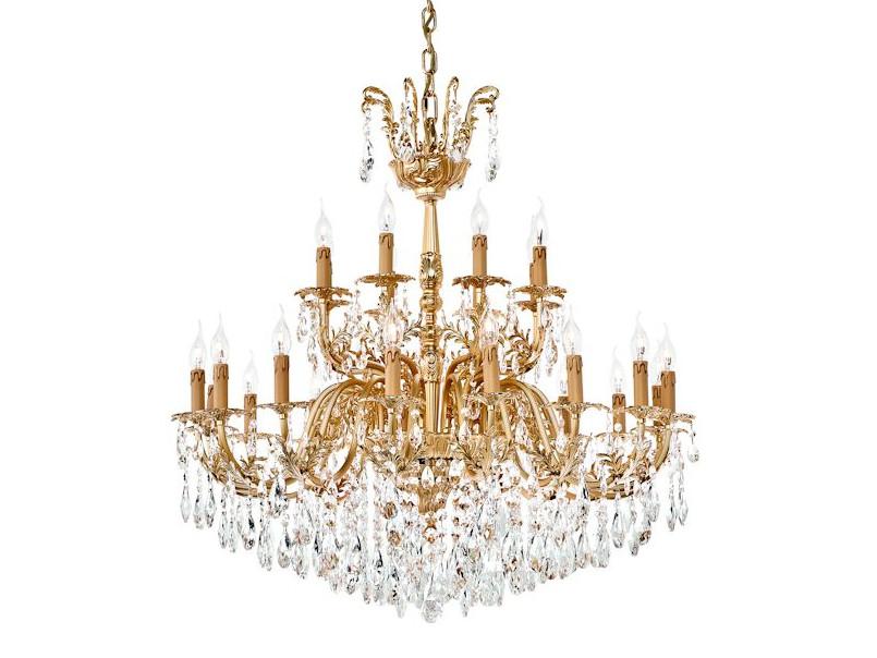 NUR 230/16+8-SH/G Sanded gold plated chandelier with Schoeler crystals