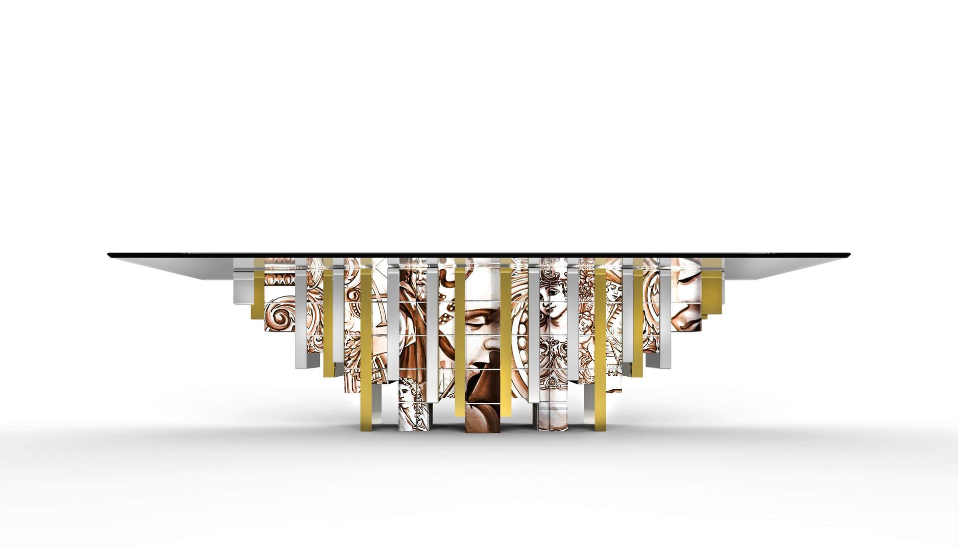 HERITAGE Rectangular tempered glass dining table