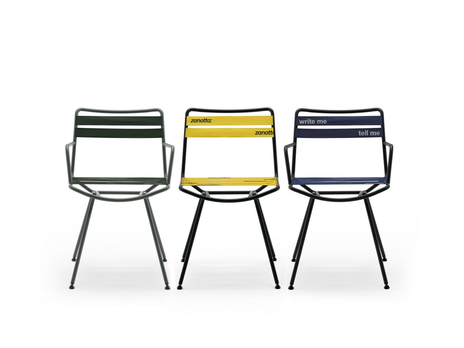 DAN 2057 Steel chair with elastic straps in polyester thread