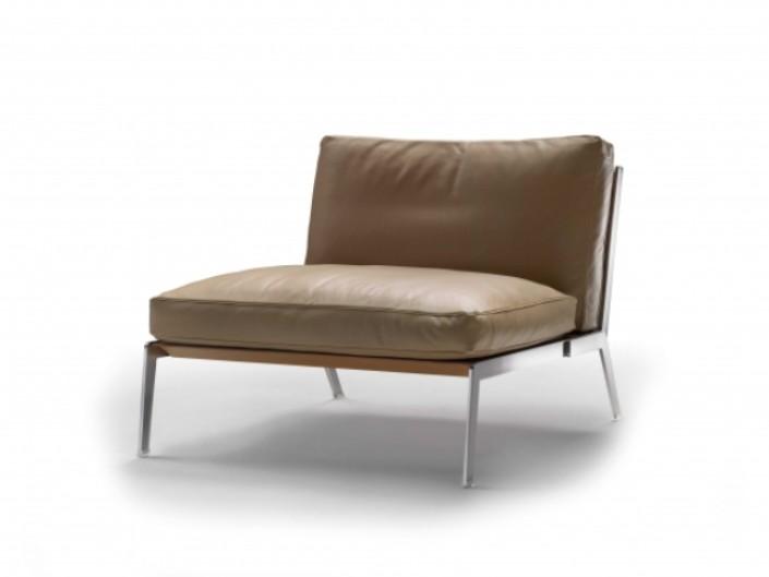 HAPPY Leather armchair with removable cover