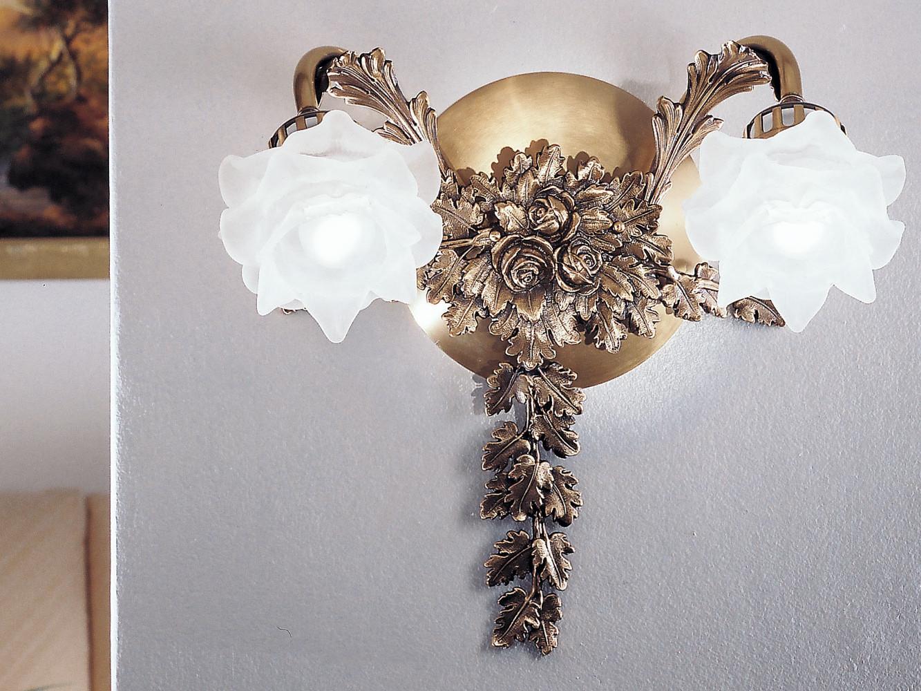 ROSE 700/A2 Antique Brass wall light with glasses