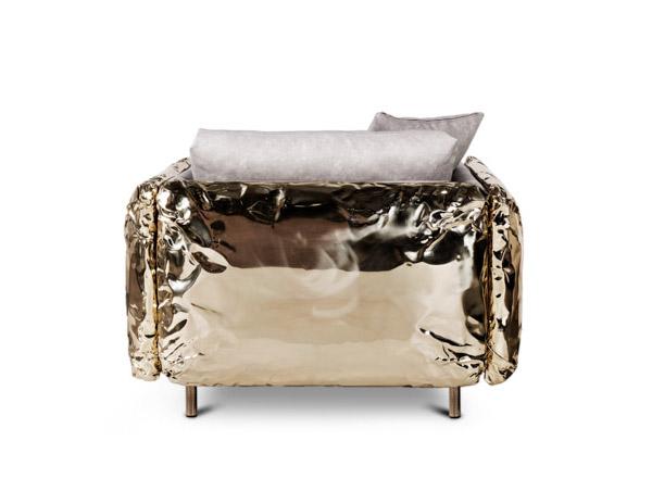 IMPERFECTIO Upholstered leather armchair with armrests