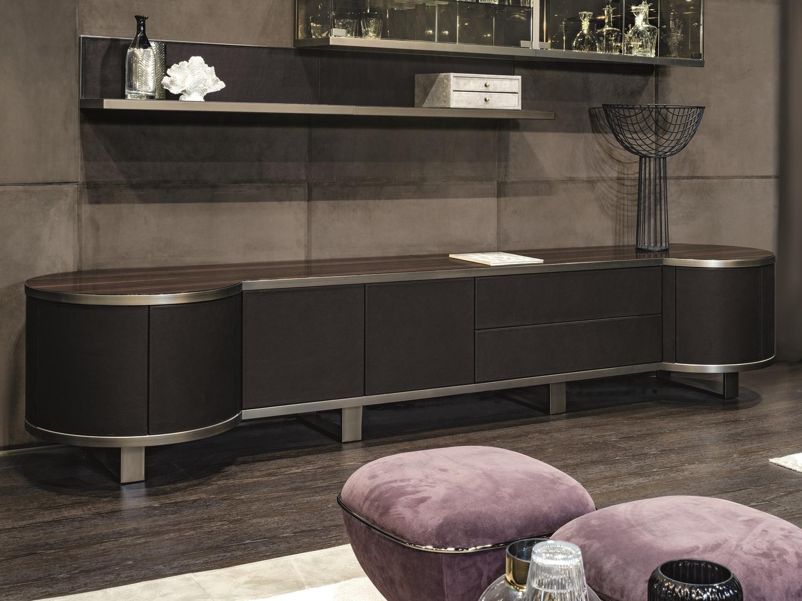 COURBET Leather sideboard with drawers