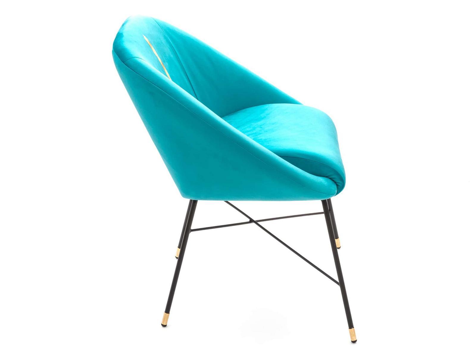 DRILL Upholstered fabric chair with armrests
