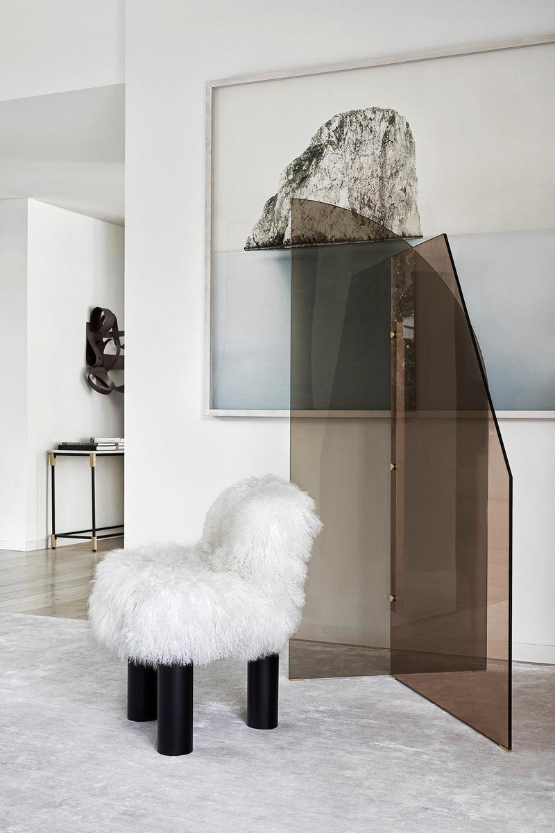 BOTOLO LOW Upholstered fur armchair