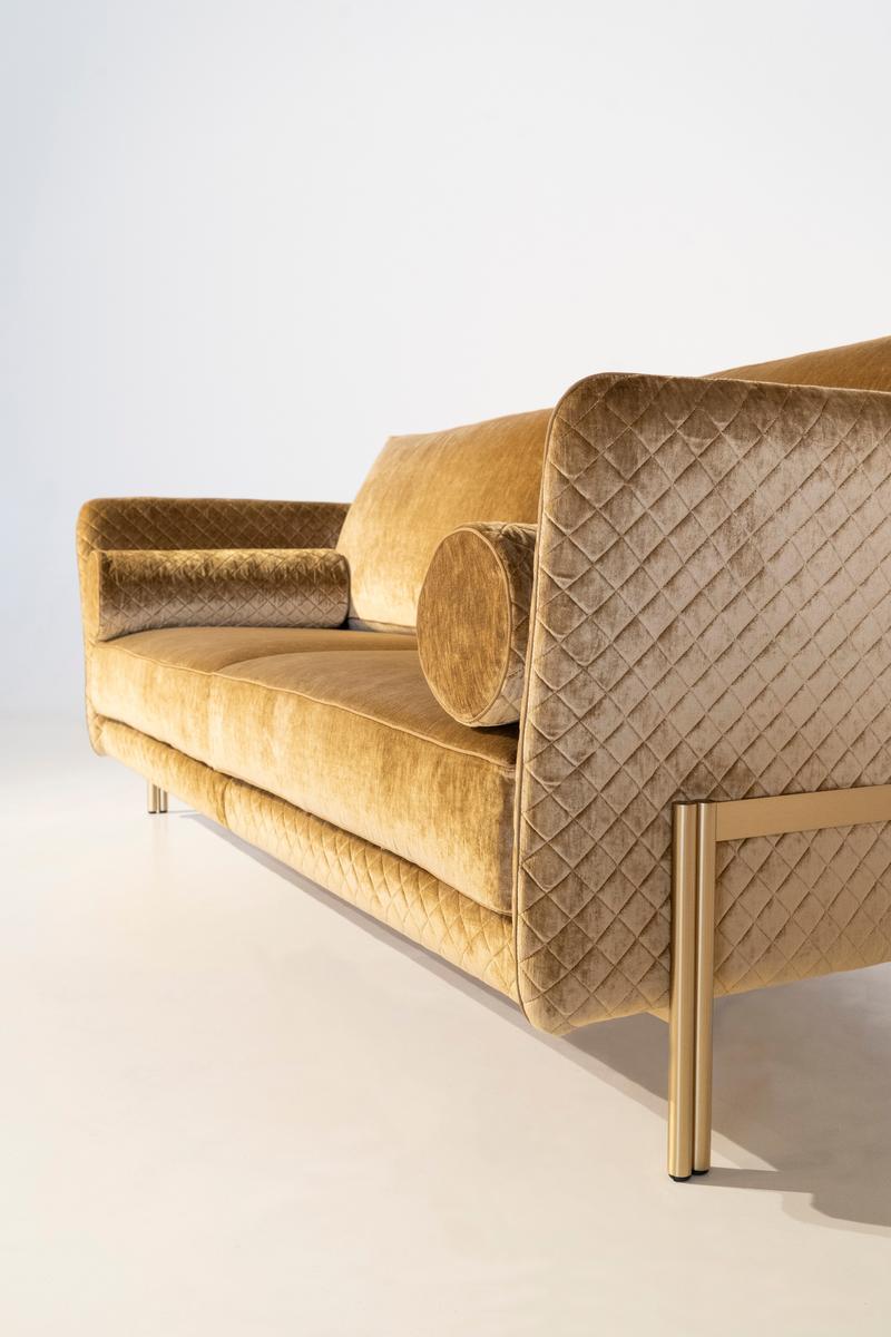 UNIVERSAL 3 seater velvet and leather sofa