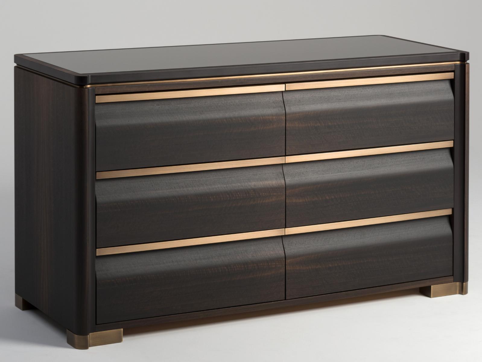 ERCOLE Eucalyptus chest of drawers with integrated handles
