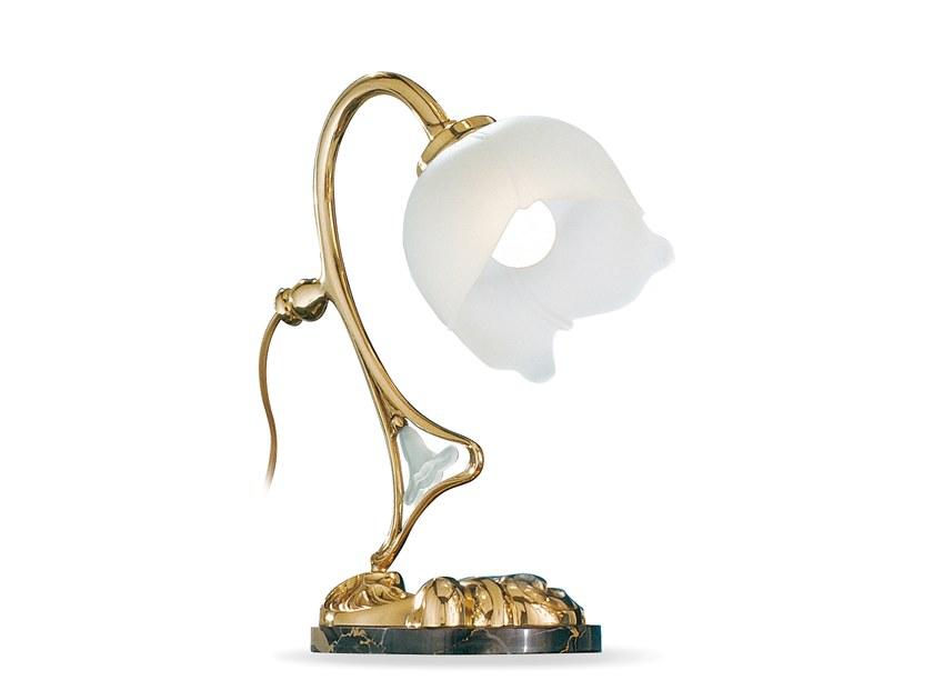 LIBERTY 1400/L Polish brass table lamp with glass