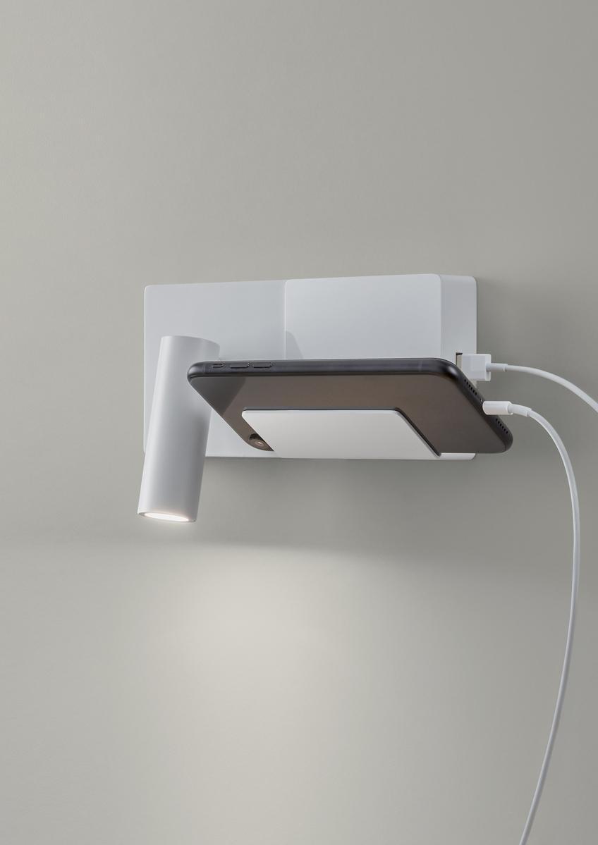 ELAMP LED adjustable aluminium wall lamp with USB
