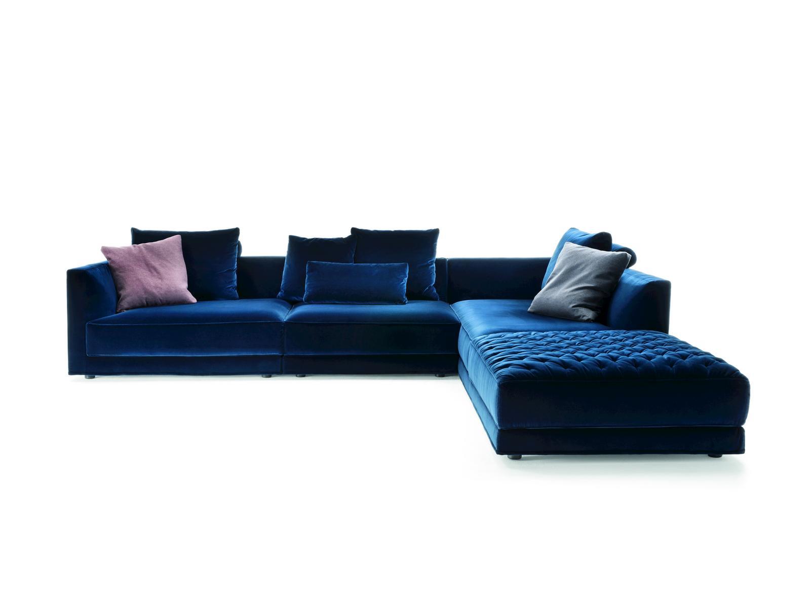 MILLER Sectional fabric sofa with integrated magazine rack