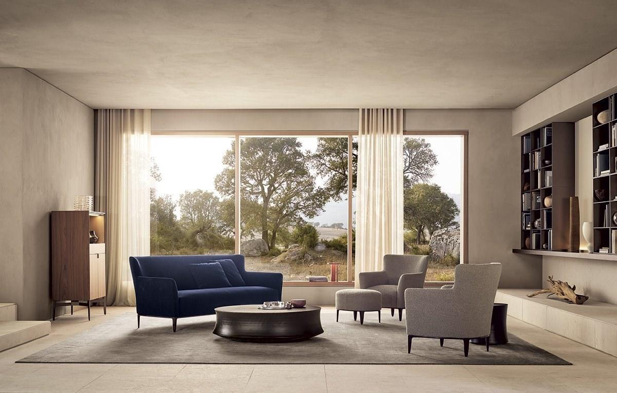 GENTLEMAN Fabric armchair with armrests