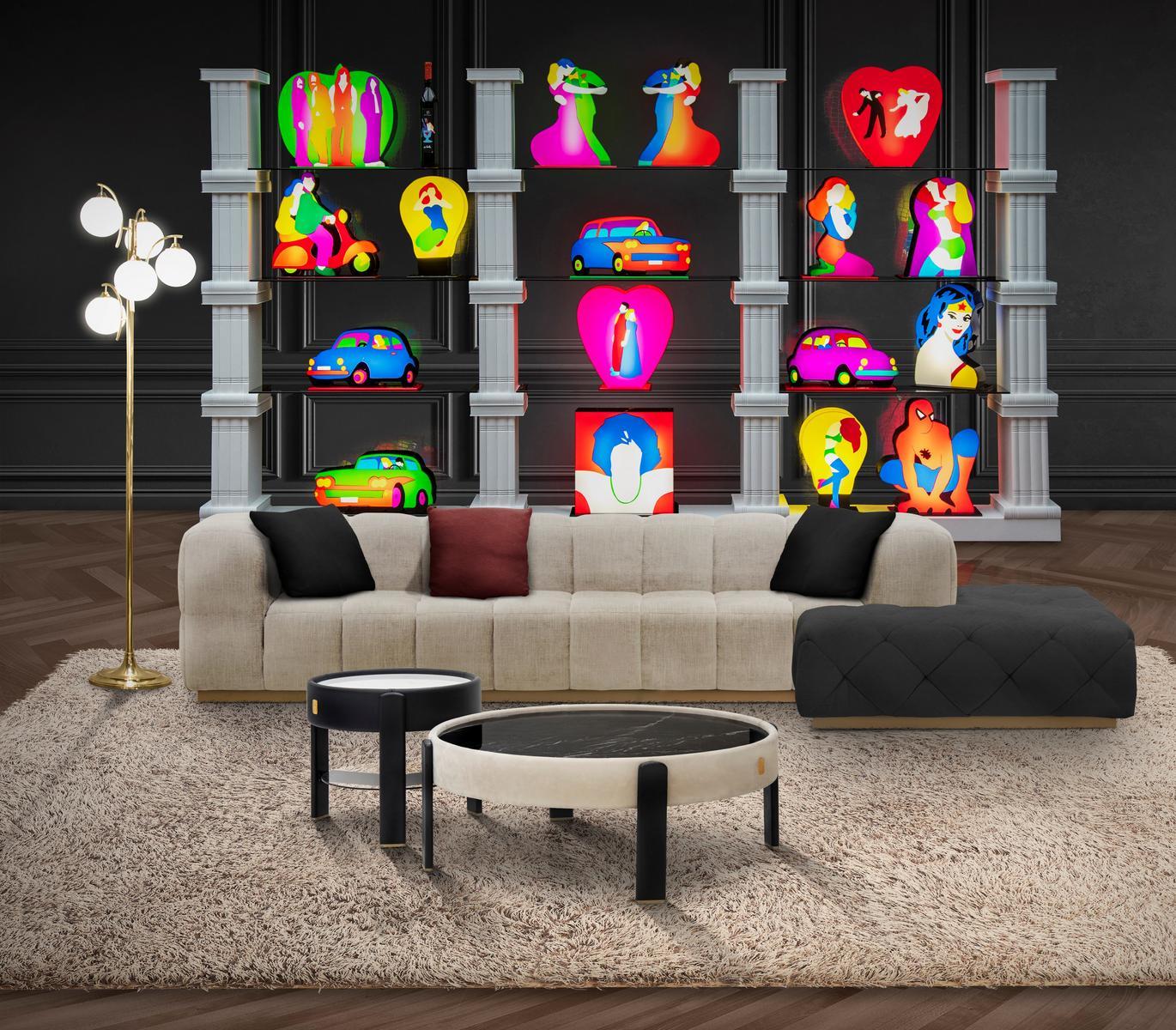 MAYOR Tufted 4 seater fabric sofa