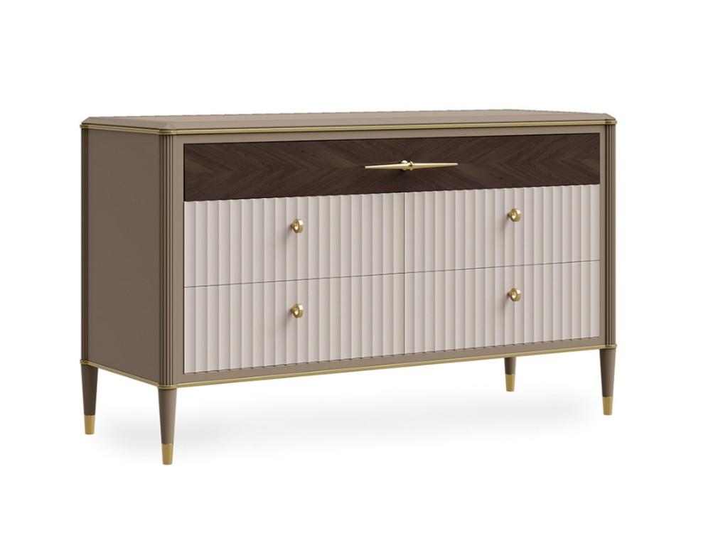 PR.112 Chest of drawers in linden with upper drawer in walnut