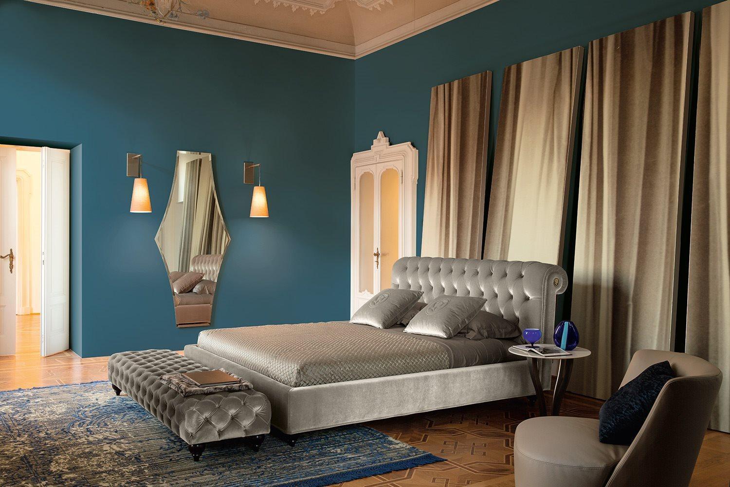 ALFRED Velvet bed with high headboard
