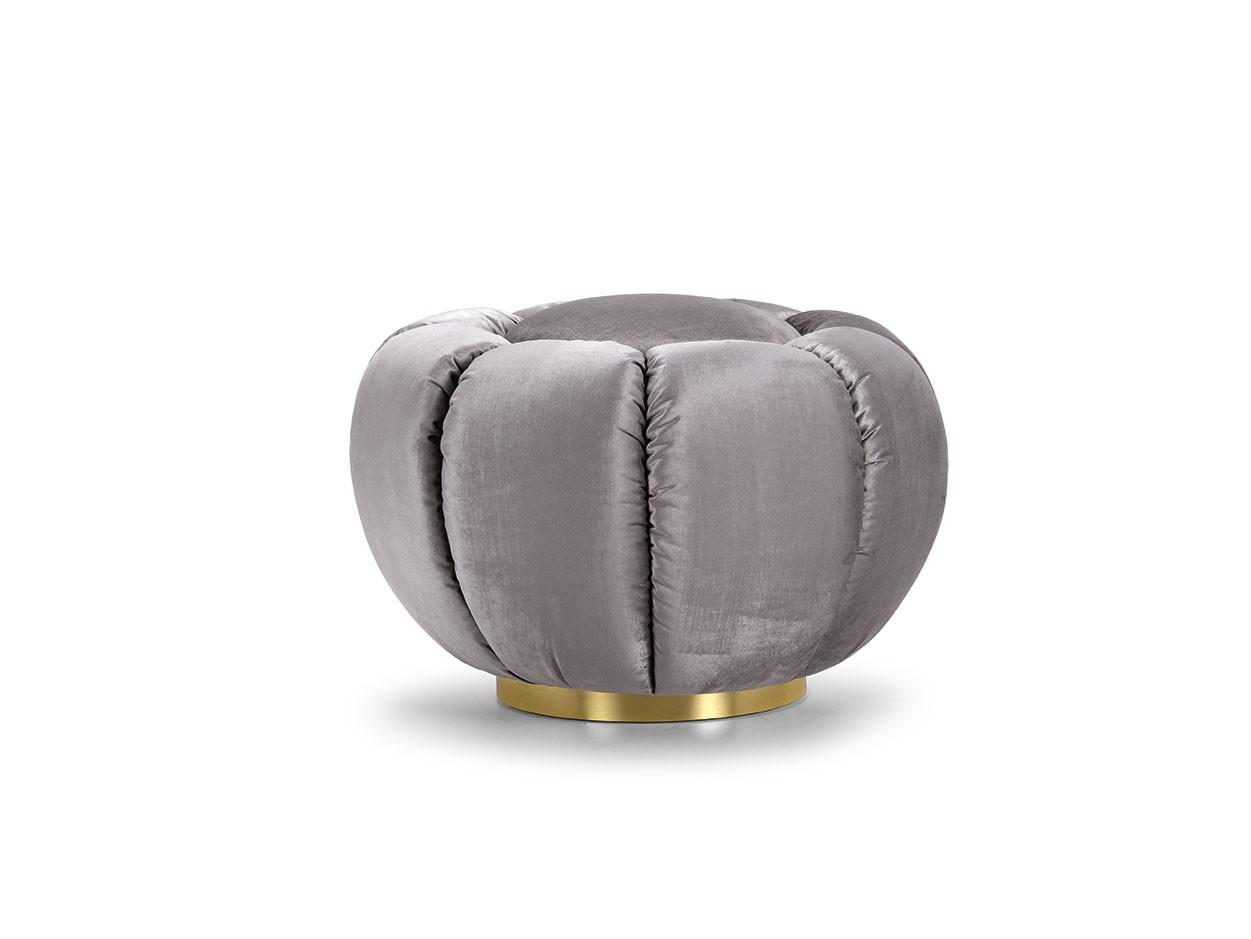 ARKE Upholstered round fabric pouf