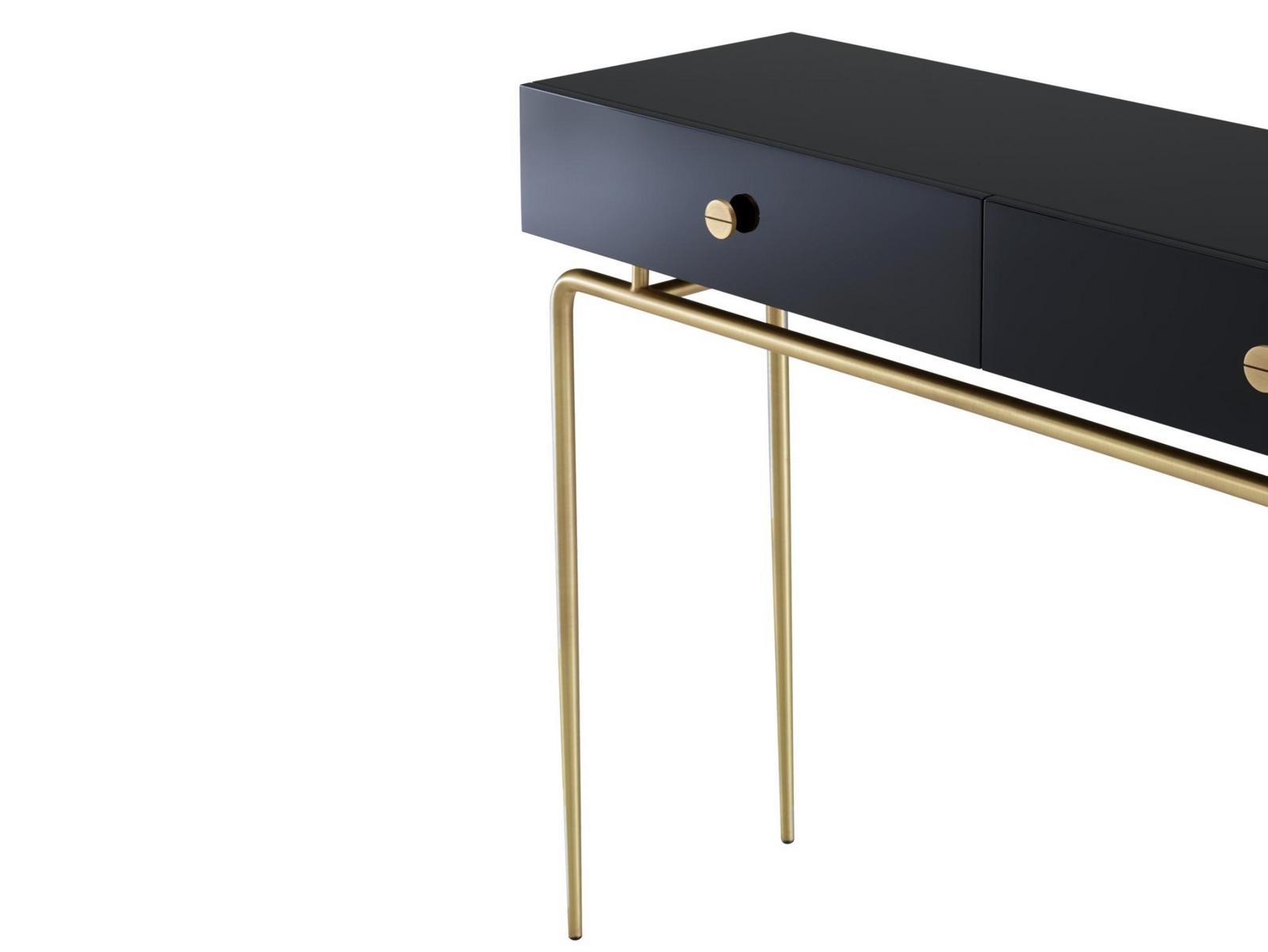 DÉBOURGEOISÉE Rectangular steel and wood console table with drawers