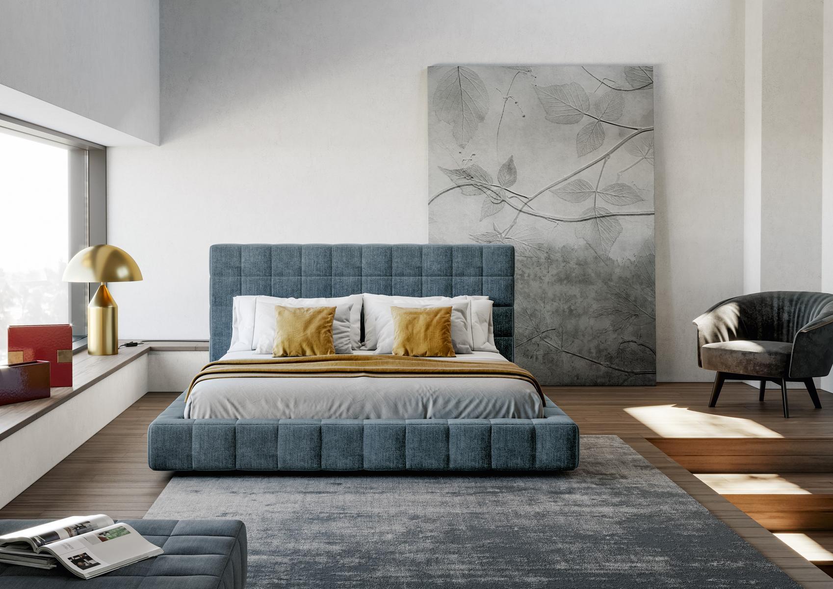 SQUARING Double bed with removable cover