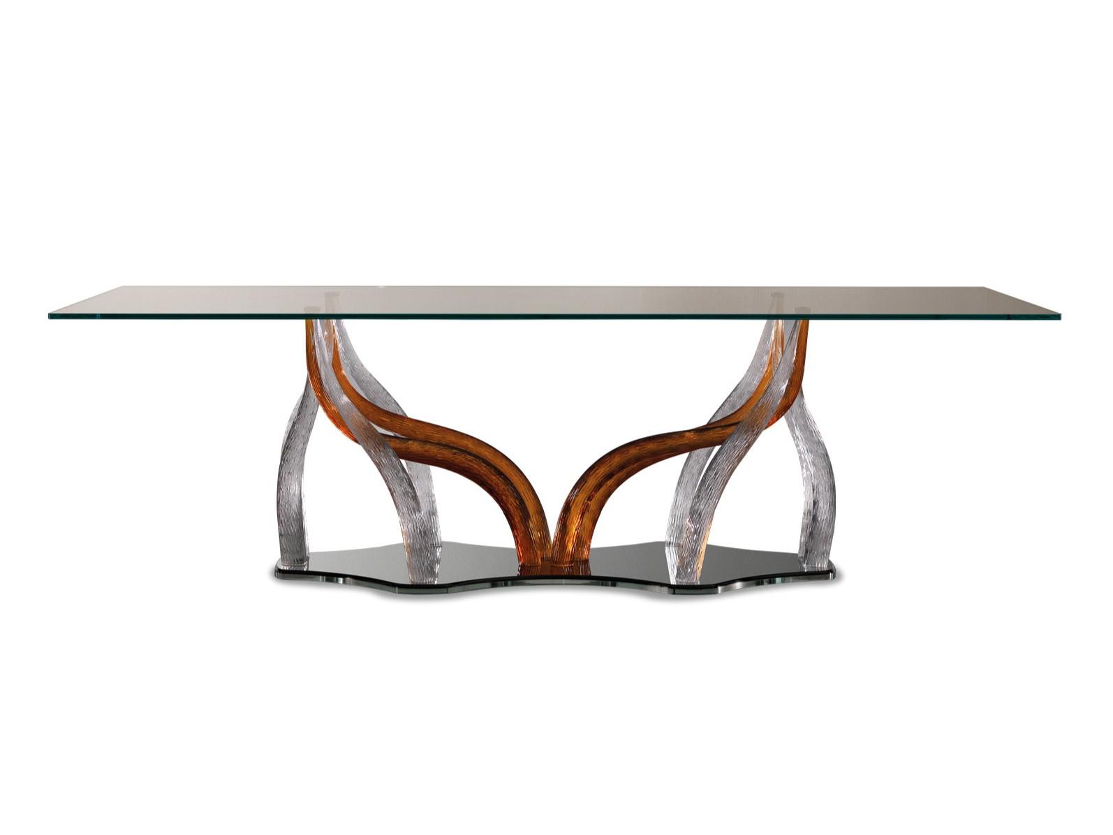 FLAMBÉ Rectangular glass dining table