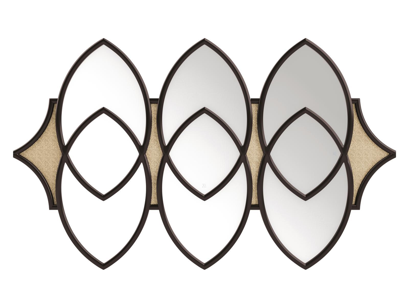 FLYNN Wall mirror with frame in plywood and fabric