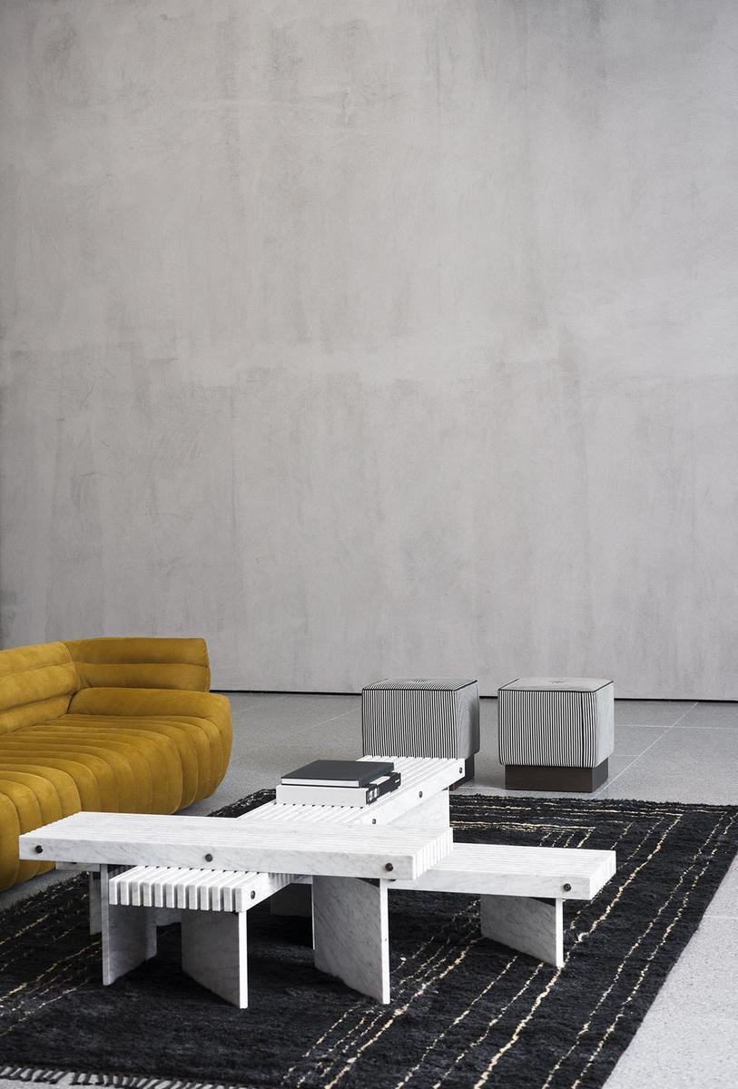 RAIL Rectangular marble coffee table