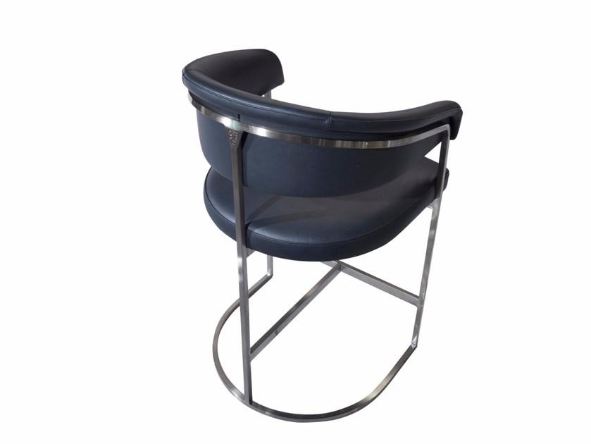 CLEM High upholstered leather stool with back