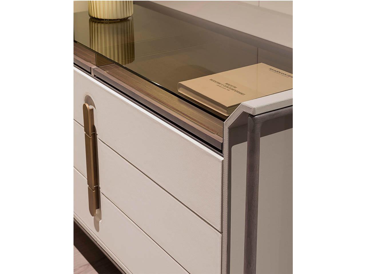 VINE Leather chest of drawers with integrated handles