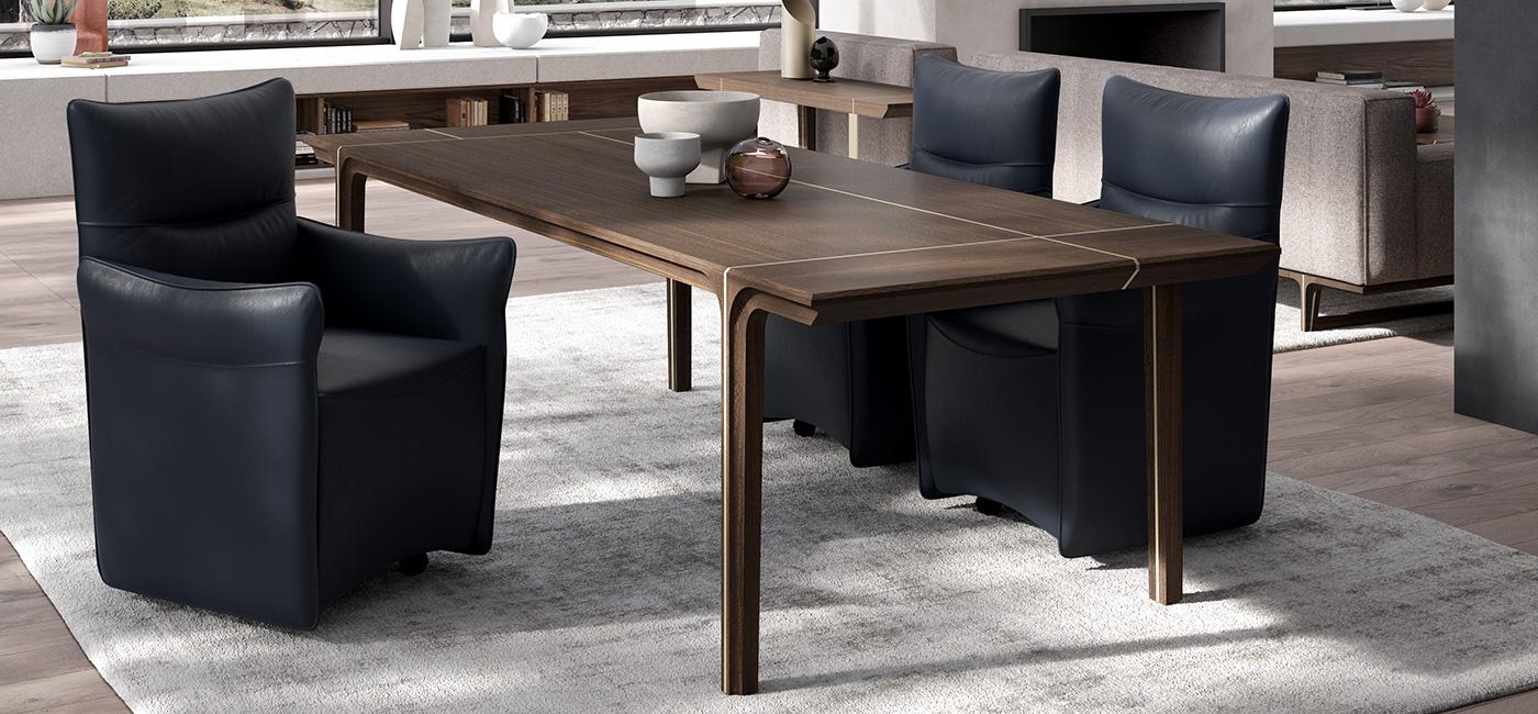 KENDO Rectangular solid wood dining table