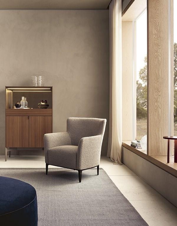 GENTLEMAN Fabric armchair with armrests