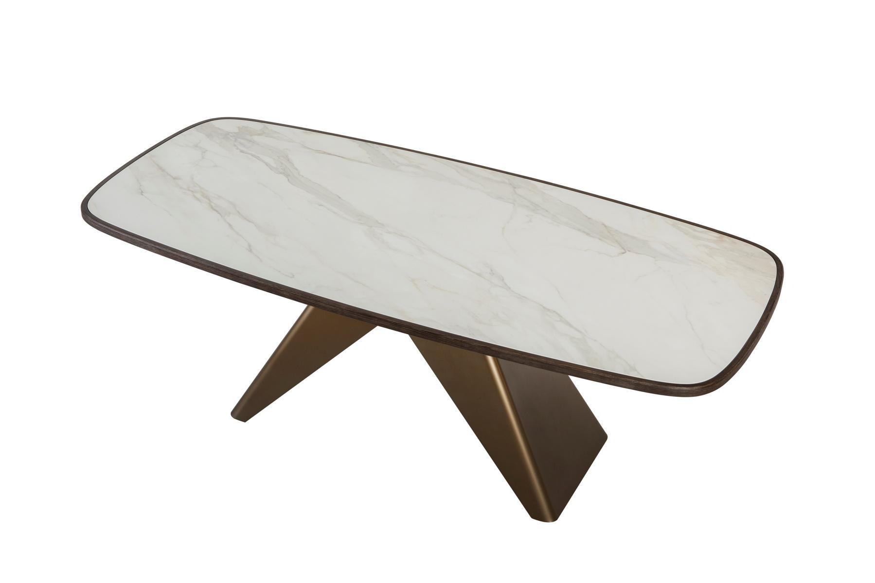 MAITRE Rectangular table in porcelain stoneware and steel base