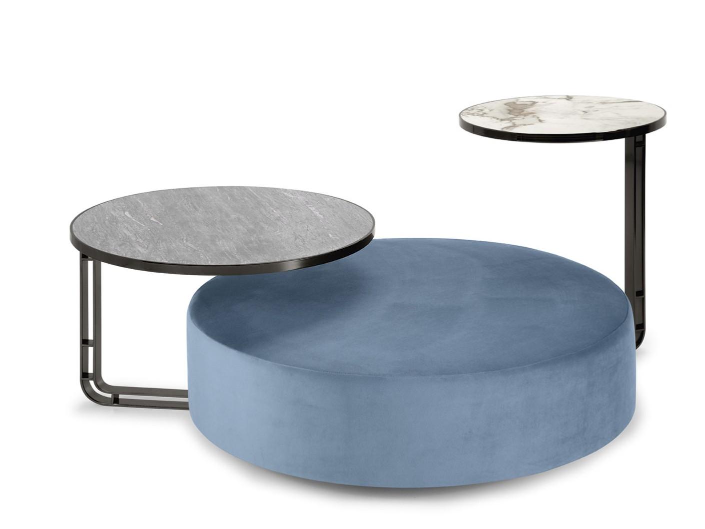 FEBE Upholstered round fabric pouf