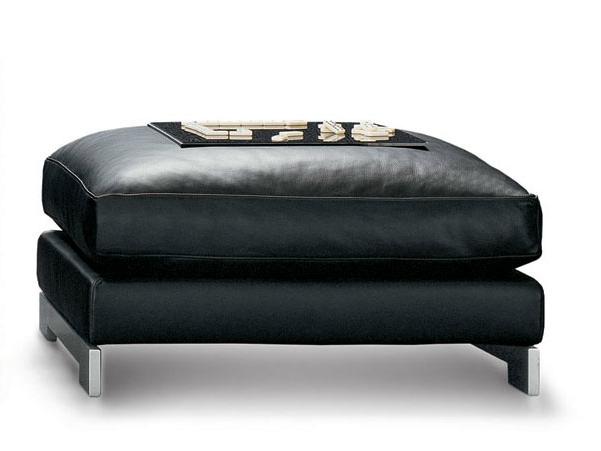 REVERSI Upholstered leather pouf