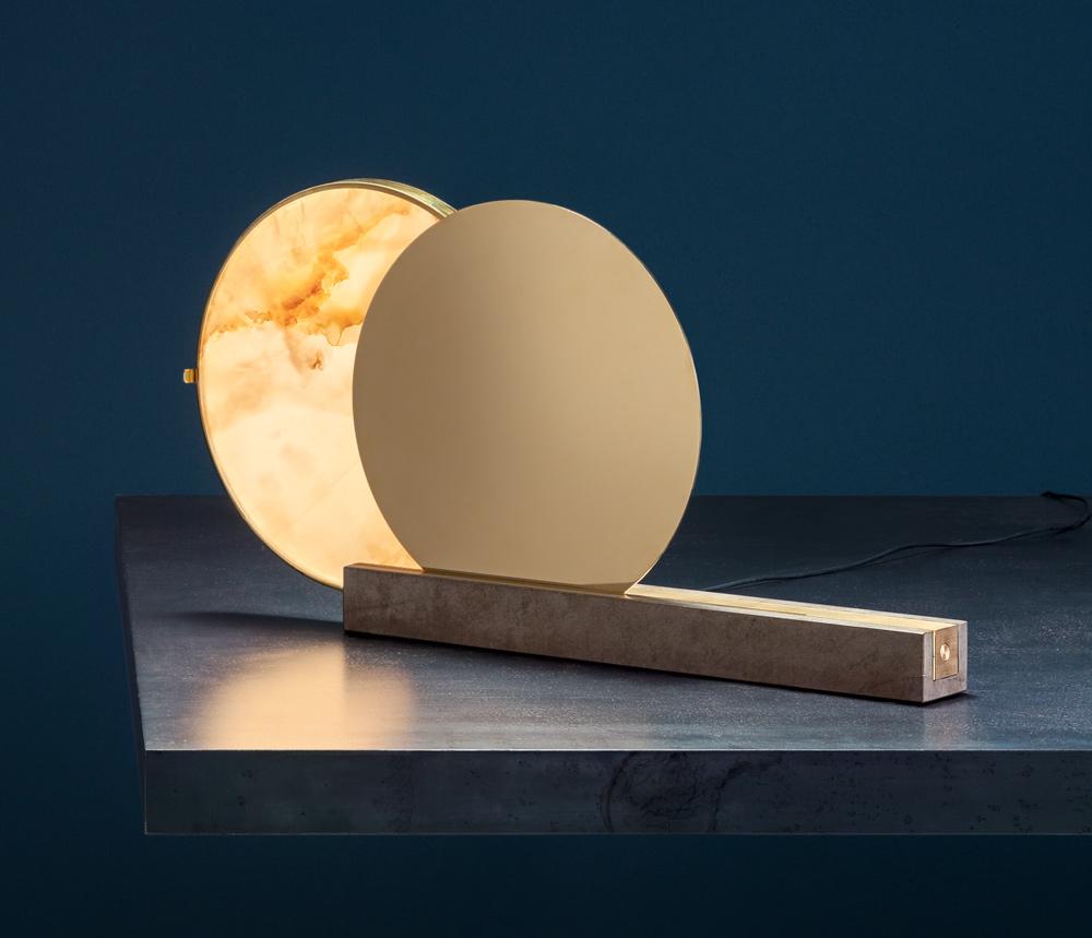 ALCHEMIE T LED alabaster and brass table lamp