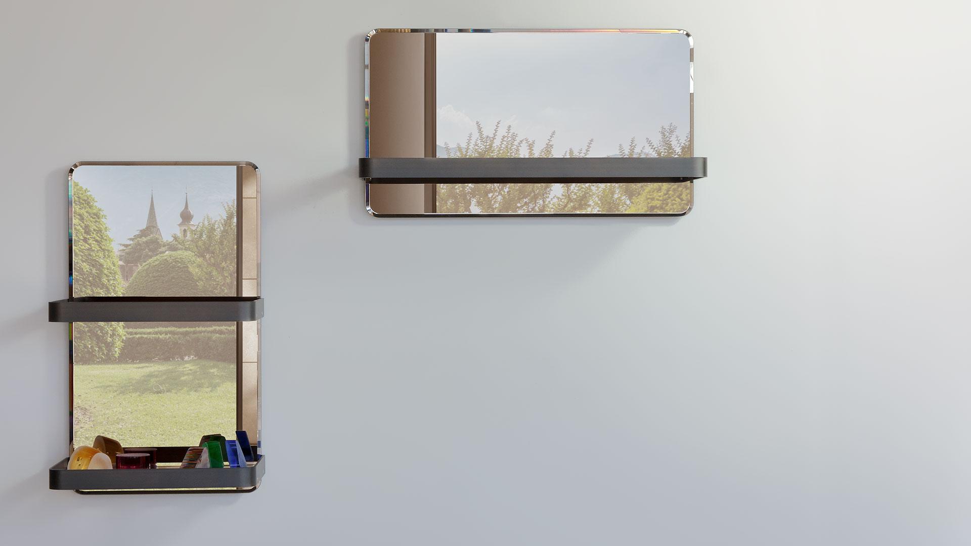 SHELF Rectangular mirror with shelf