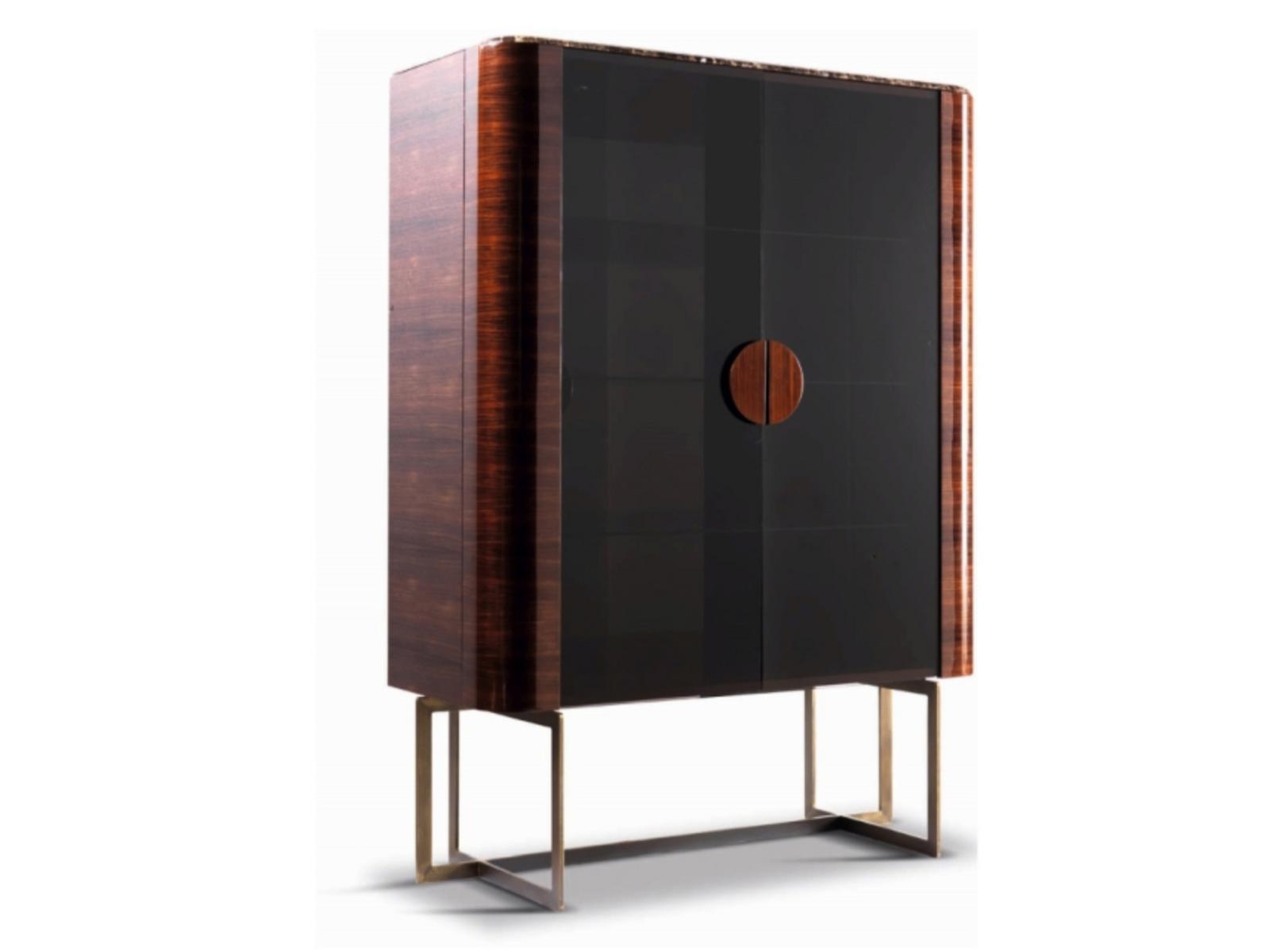 YORK Wood and glass display cabinet with integrated lighting