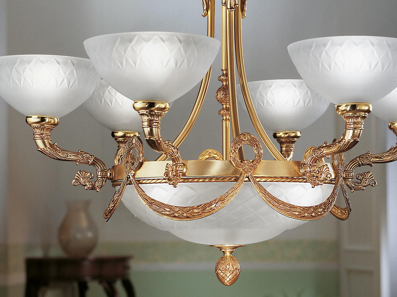 CLOE 1741/6+3 French Gold chandelier with glasses