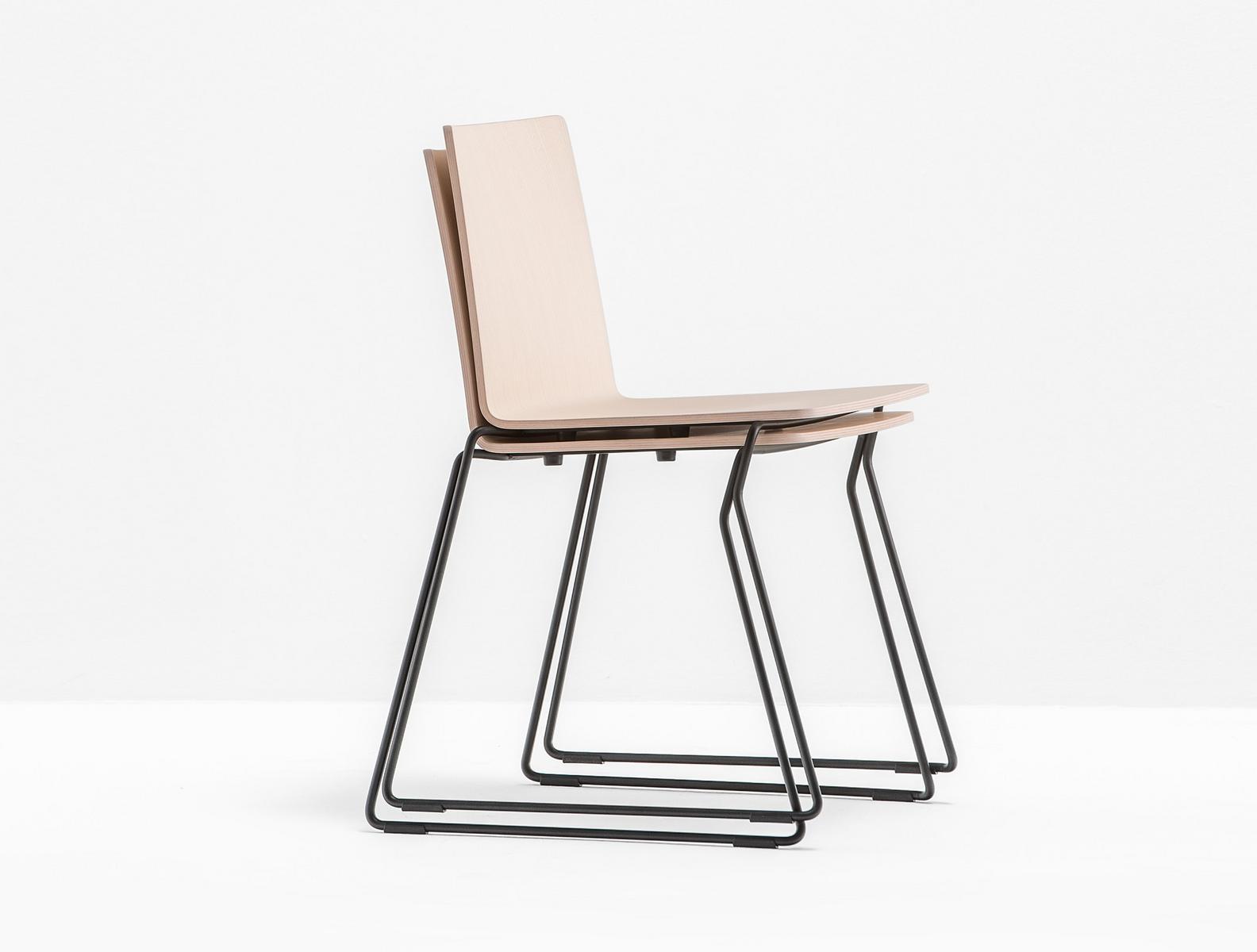 OSAKA METAL 5714 Sled base stackable multi-layer wood chair