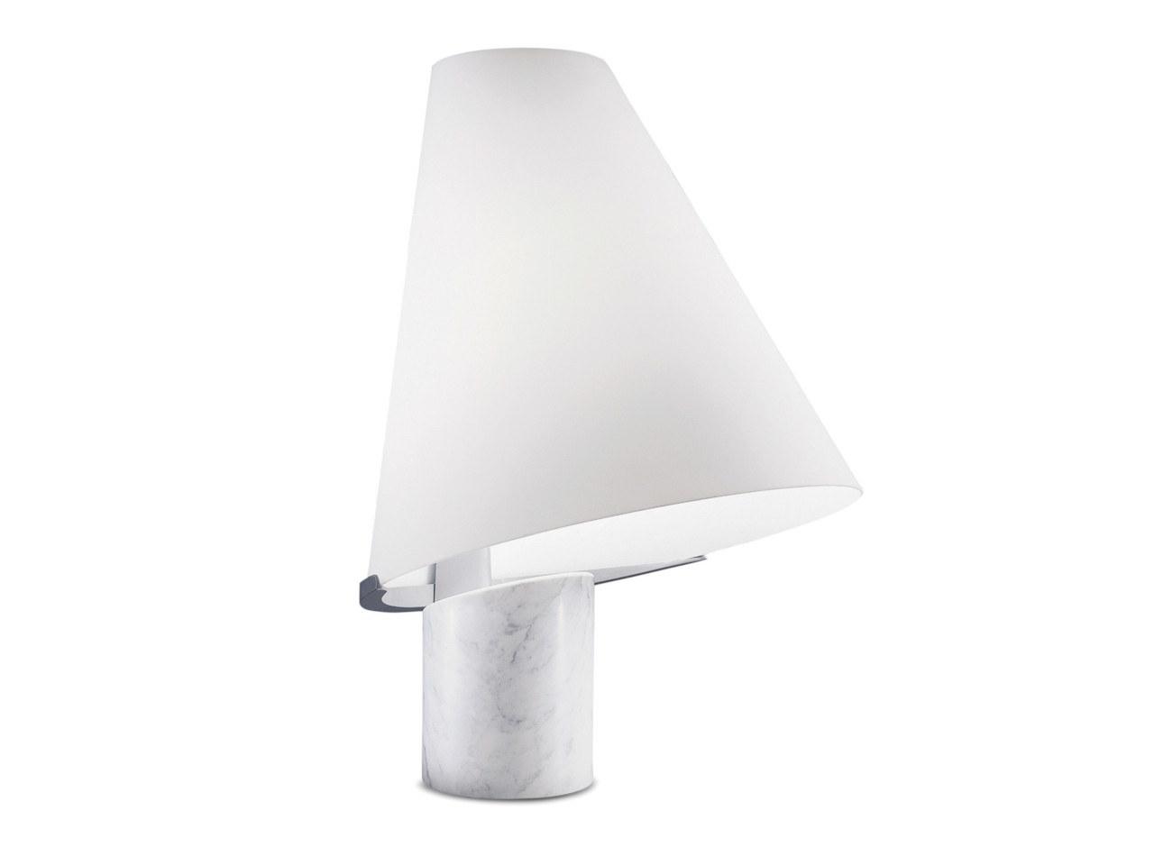 MICENE LED Carrara marble and blown glass table lamp
