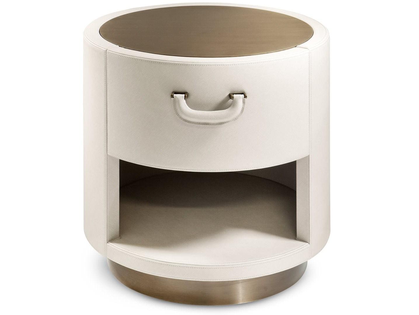 VALENTINO Round leather bedside table